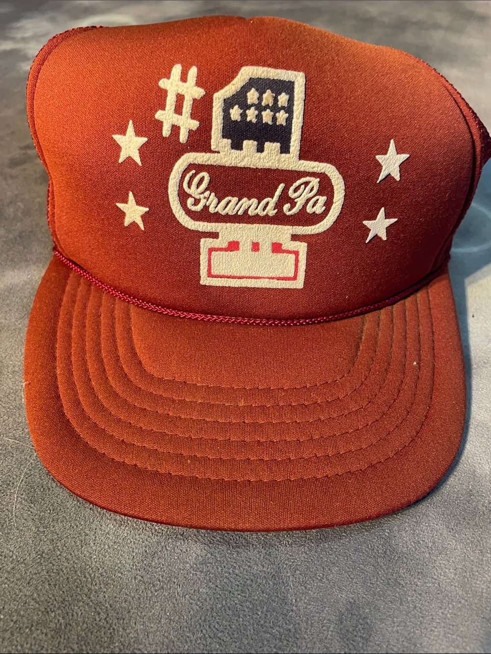 #1 Grand Pa Vintage Truckers Cap - Rust Red
